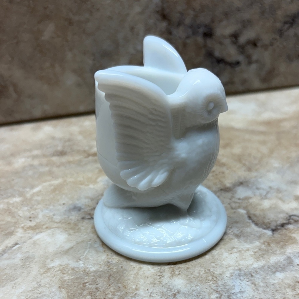 vintage Westmoreland milk glass owl toothpick holder / candle holder - Picture 5 of 8